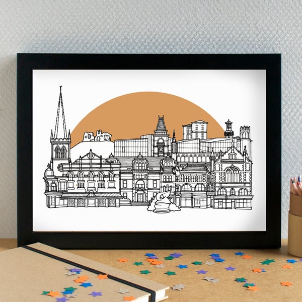 Wakefield Skyline Art Print