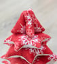 Red and White Fabric Christmas Tree Table Decoration with Snowflake design - Image 6