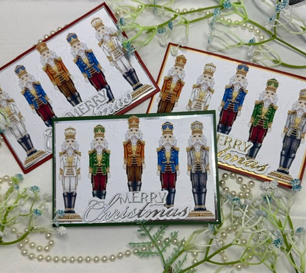 Handmade Nutcracker Christmas Cards with Inside Verse, set of 3