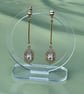 CRYSTAL ART DECO EARRINGS gold plated drop bar ball post elegant statement - Image 4