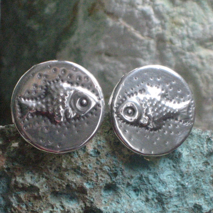 Handmade Pewter Cufflinks,Fish Design