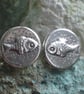 Handmade Pewter Cufflinks,Fish Design - Image 1