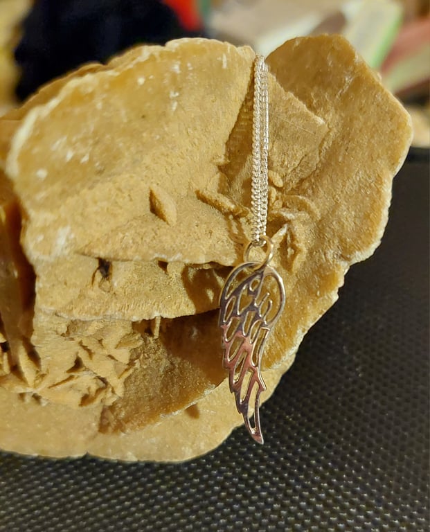 Sterling Silver Angel Wing and Choice of Gemstone Necklace