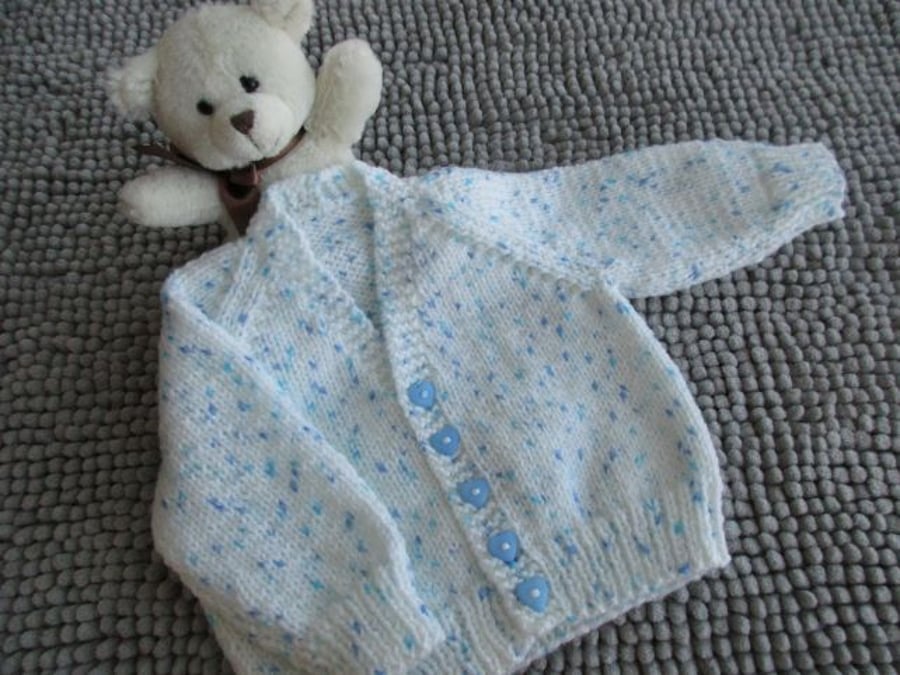 Special Order for Lynne 16" Boys White Print V Neck Cardigan