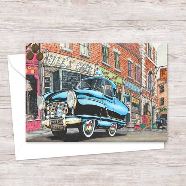 Nostalgia Greeting Card: Classic Police Car Illustration (312)