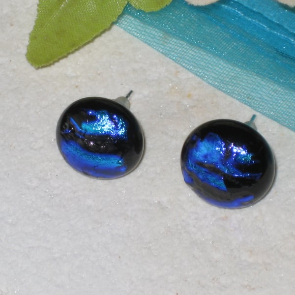 Fused dichroic glass stud earrings