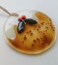 Tree decoration, pudding tree hanger, festive decor, fused glass ornament. 
