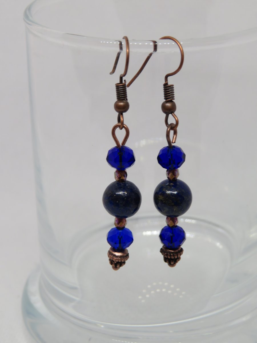 Lapis Lazuli and Copper Earrings