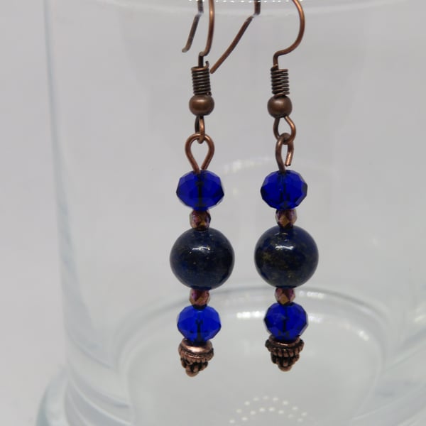 Lapis Lazuli and Copper Earrings