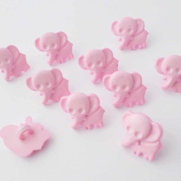 Pink elephant buttons for knitting and crochet 15mm