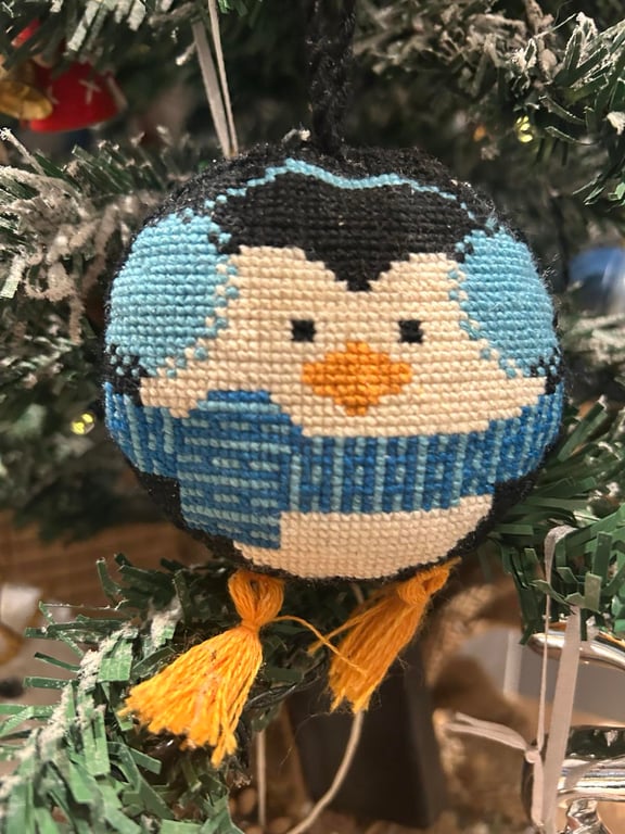 Embroidered Christmas Baubles – Handmade Penguin & Polar Bear Ornaments