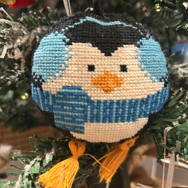 Embroidered Christmas Baubles – Handmade Penguin & Polar Bear Ornaments