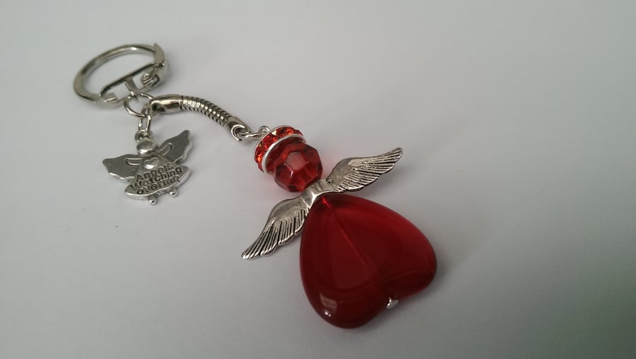 SALE Guardian Angel Keyring In Red