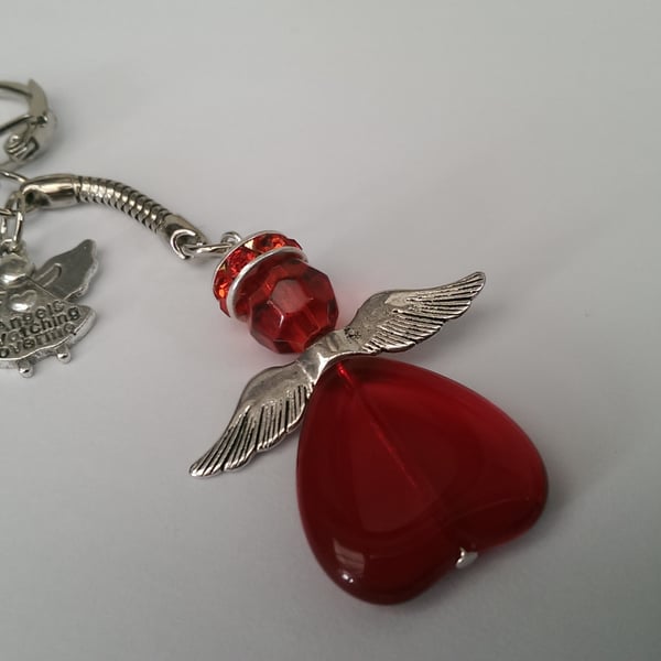 SALE Guardian Angel Keyring In Red