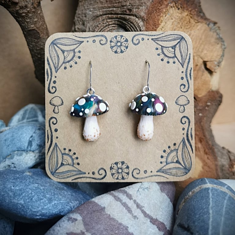 Round Top Galaxy Mushroom Earrings