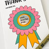 Best Teacher Ever end of term thank you card with keepsake badge. End of year 