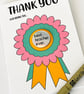 Best Teacher Ever end of term thank you card with keepsake badge. End of year 