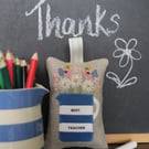 Blue 'Best Teacher' stripy hand-embroidered lavender bag