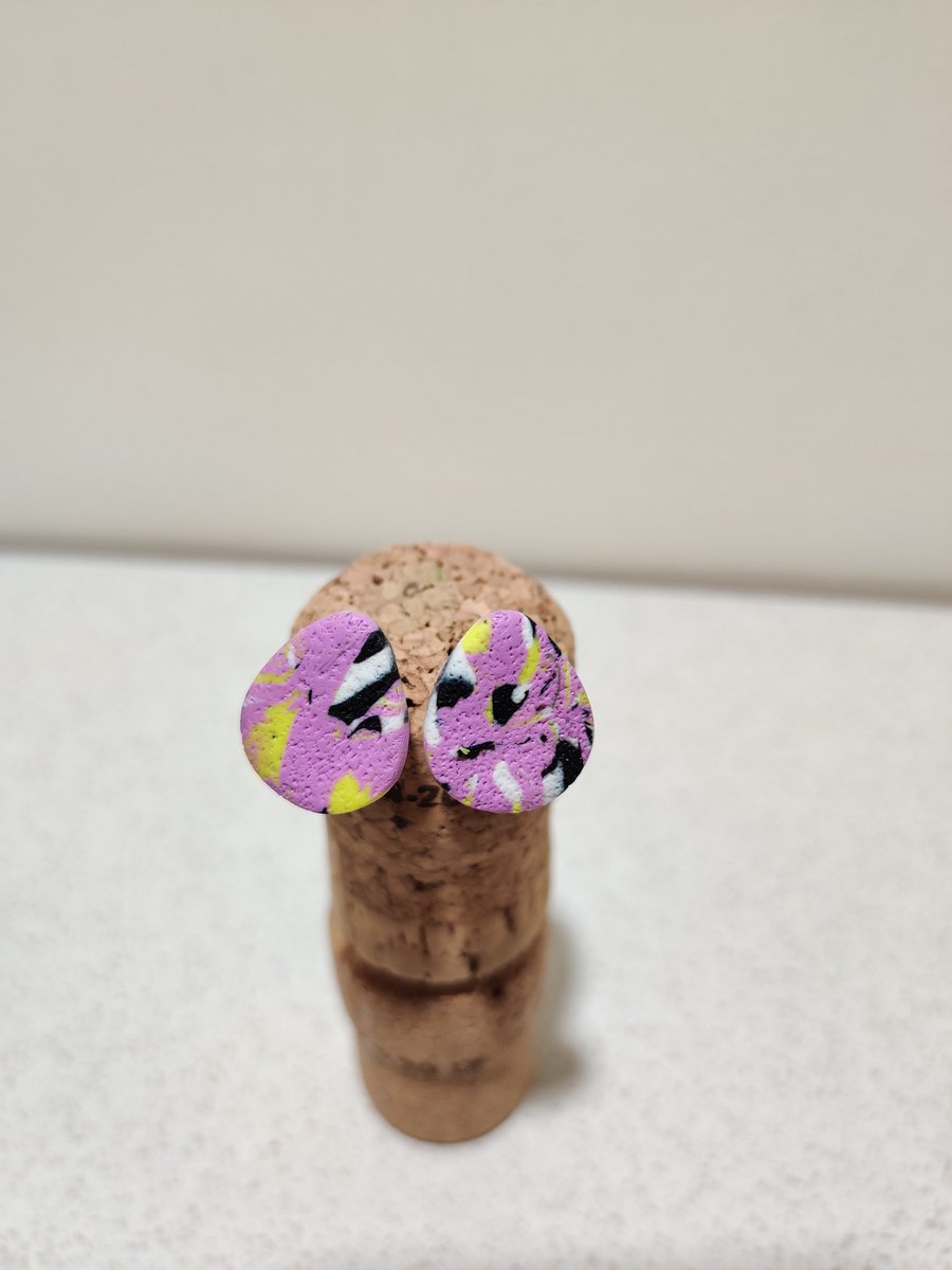 Abstract purple pebble studs 