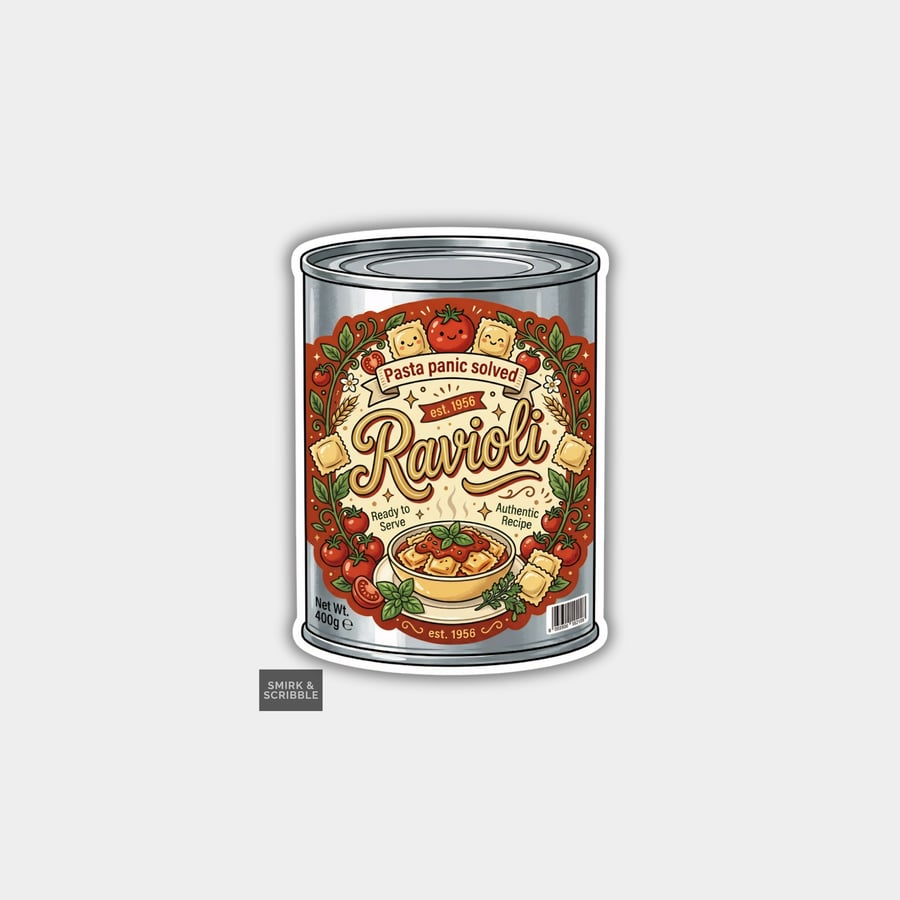 Image of Grocery Food Tin Vinyl Sticker For Adults - Ravioli