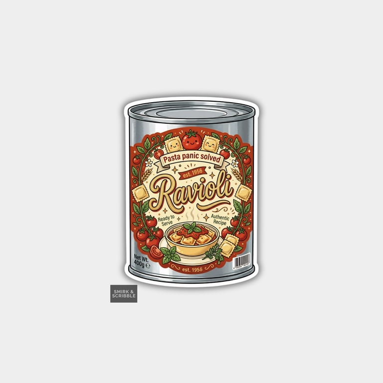 Grocery Food Tin Vinyl Sticker For Adults - Ravioli