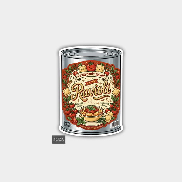 Grocery Food Tin Vinyl Sticker For Adults - Ravioli
