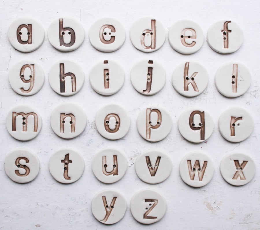 alphabet buttons - handmade ceramic letters