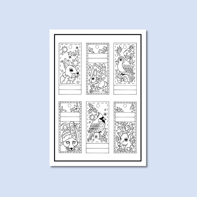 (Digital) Christmas Gift Tags Wildlife Colouring Page