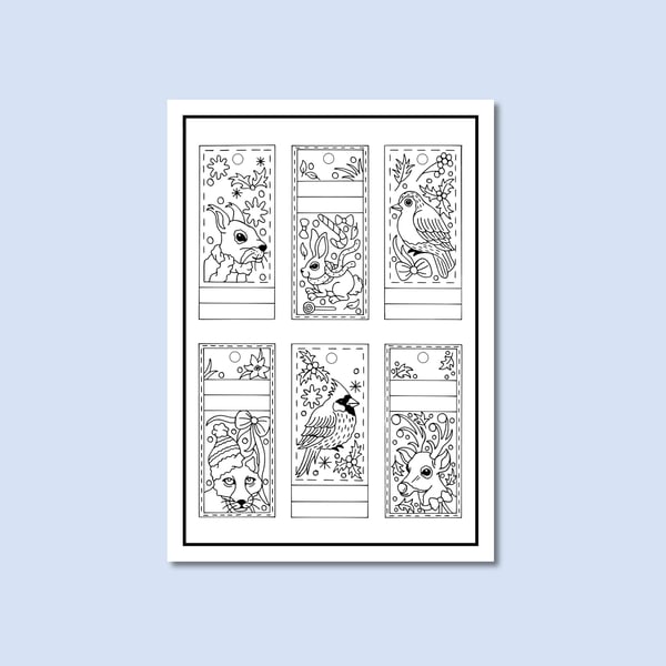(Digital) Christmas Gift Tags Wildlife Colouring Page