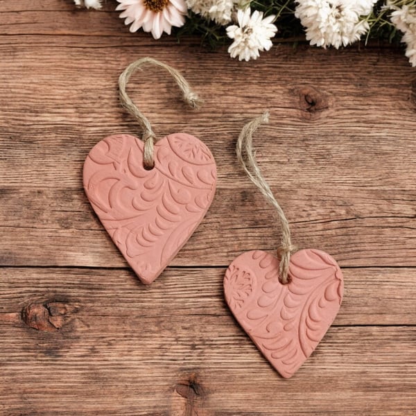 Heart Embossed Terracotta Hanging Diffuser