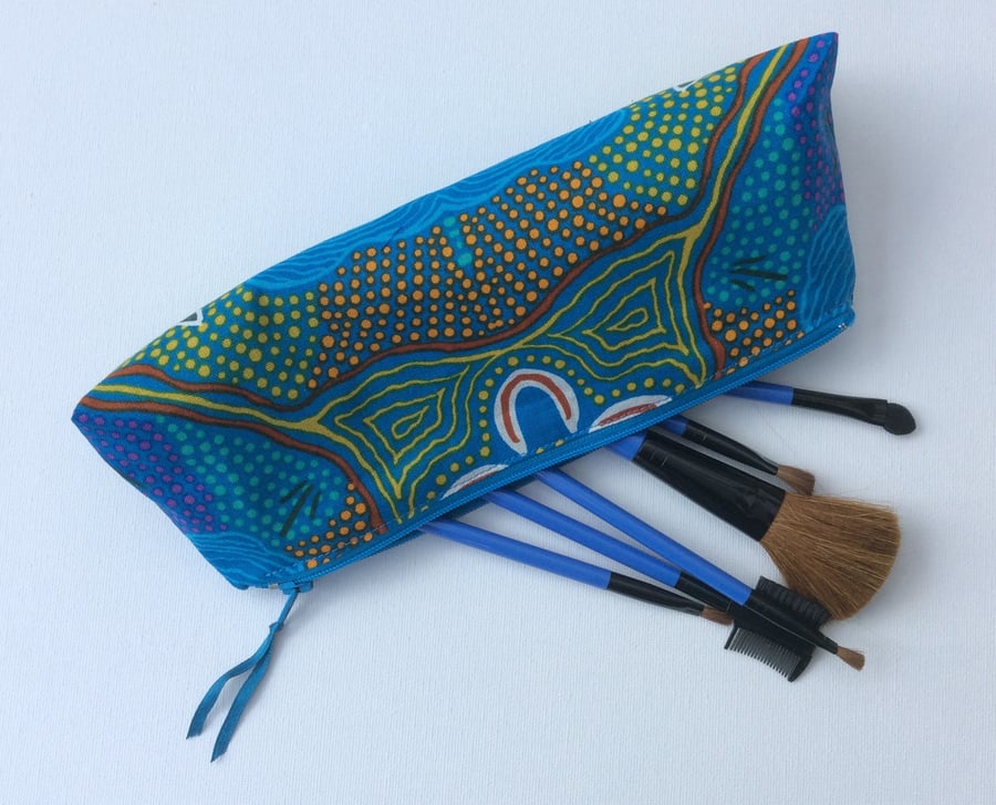 Make up bag, cosmetics, zipped pouch, Australian art 