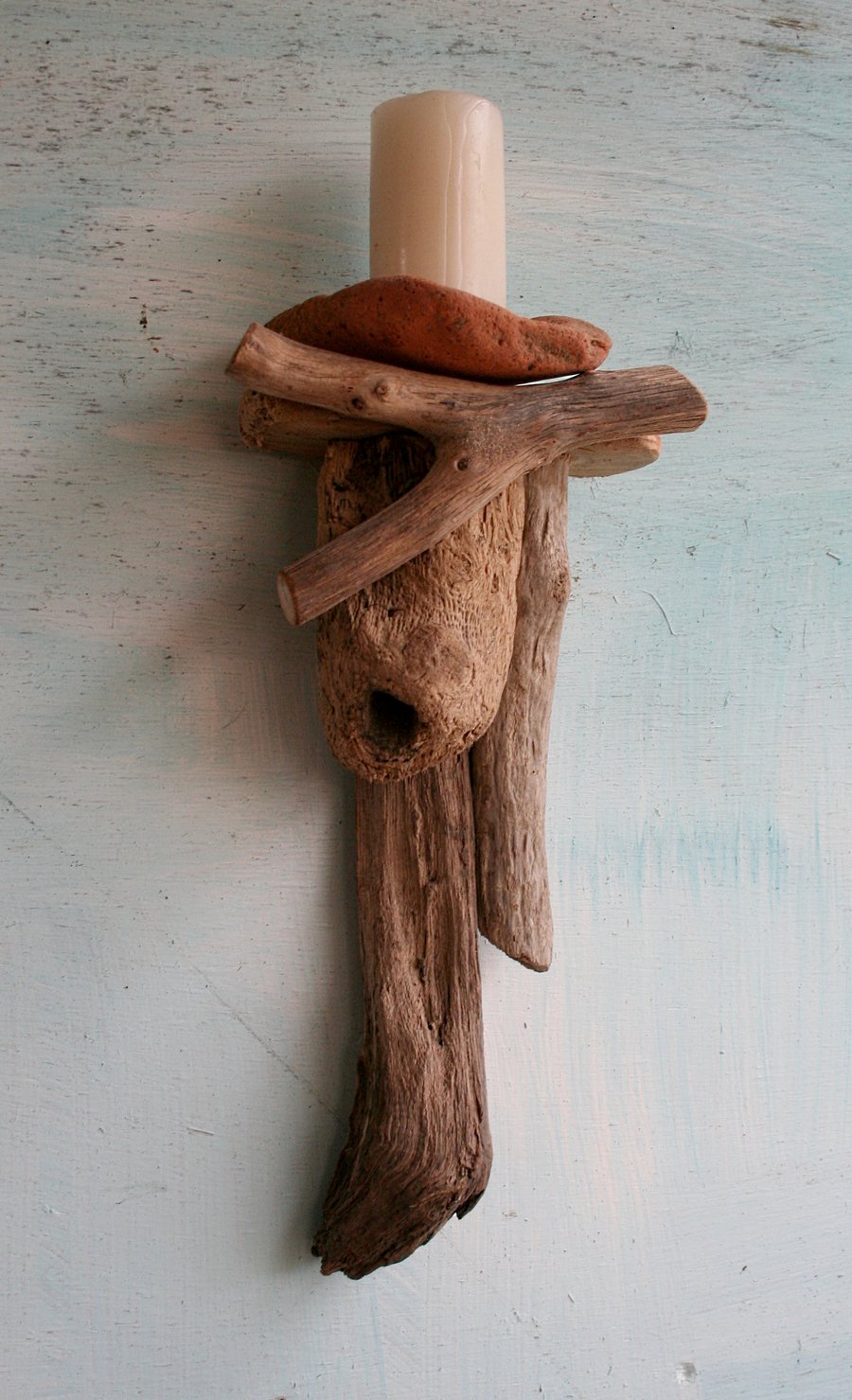 Driftwood Candle holder, Wall hanging, Drift Wood candle sconce. Cornwall UK (C)