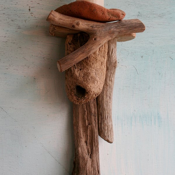 Driftwood Candle holder, Wall hanging, Drift Wood candle sconce. Cornwall UK (C)