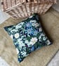 Vintage Belinda linen dark blue square cushion cover with striped back