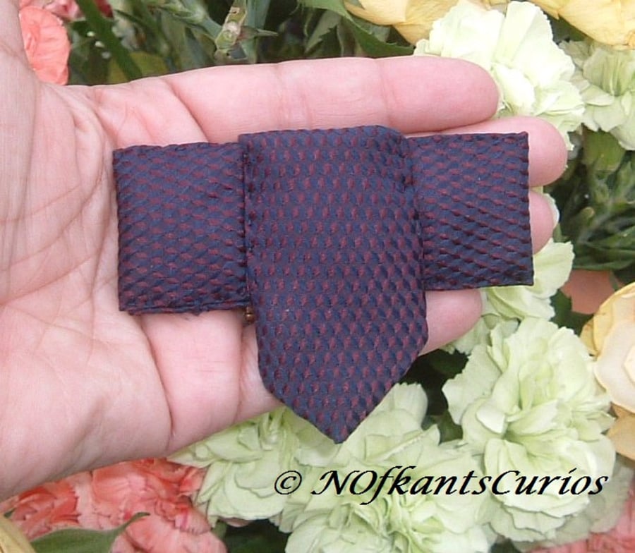 Two Tone Tied to my Lapel!  Brooch created from a Gent's Neck Tie.
