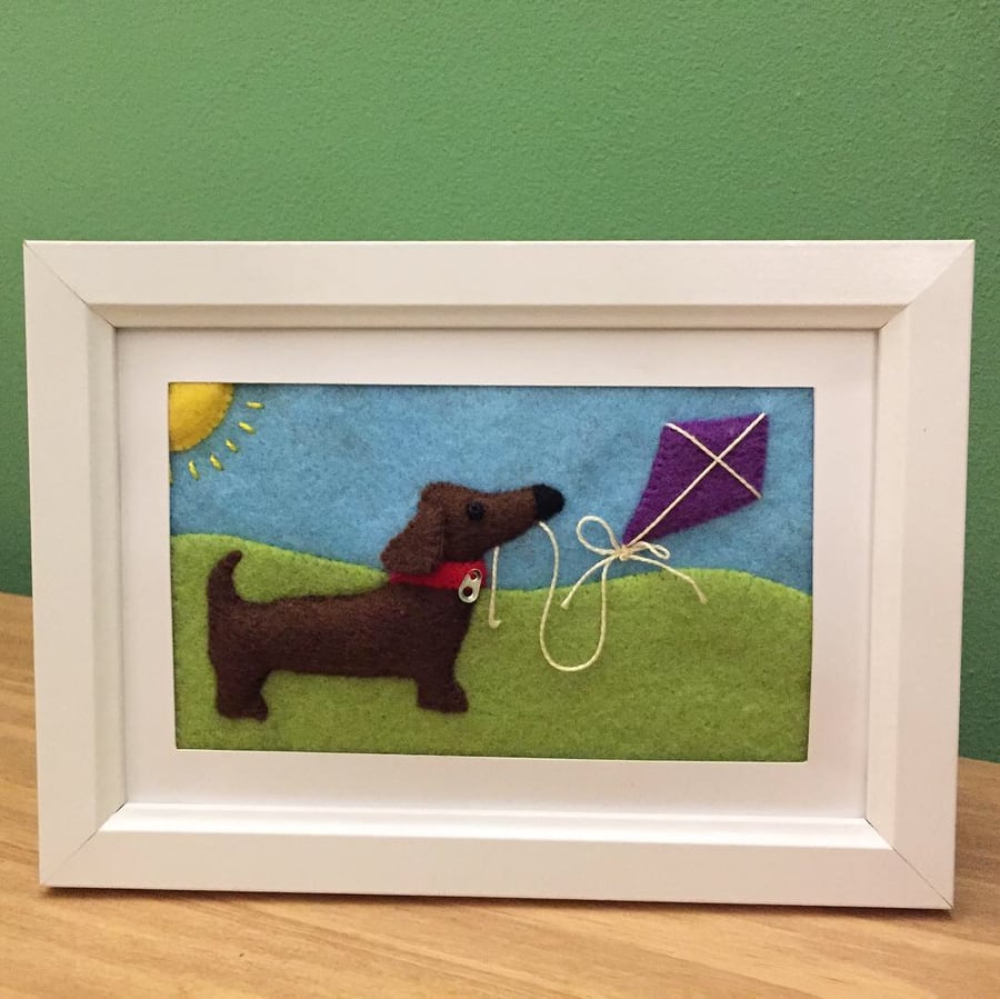 Sausage dog flying kite picture frame