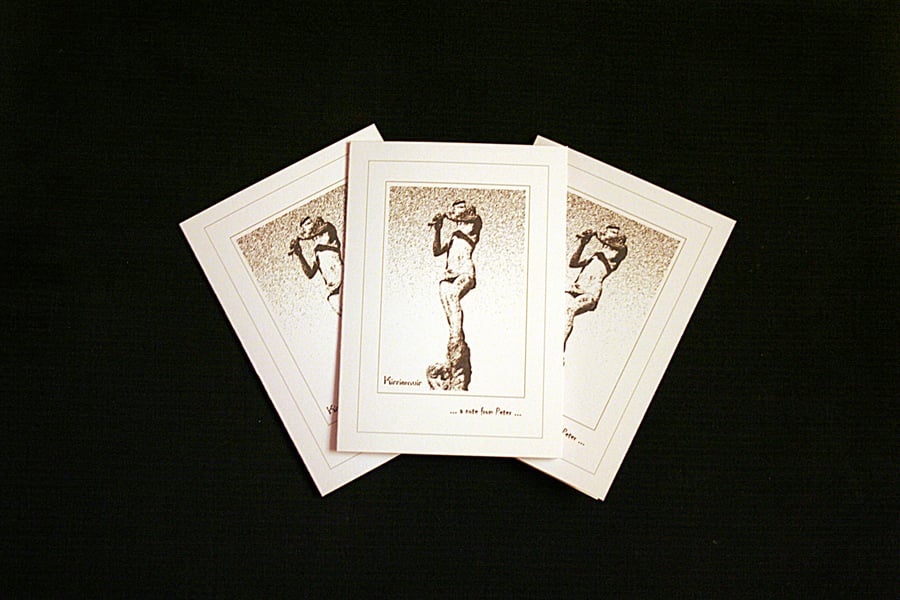 A Note from Peter (sepia on cream) - Handcrafted Notecards - pk of3 - dr19-0044