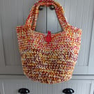 Perfectly Imperfect Crochet drop bucket bag, lined, button close