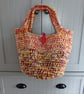 Perfectly Imperfect Crochet drop bucket bag, lined, button close