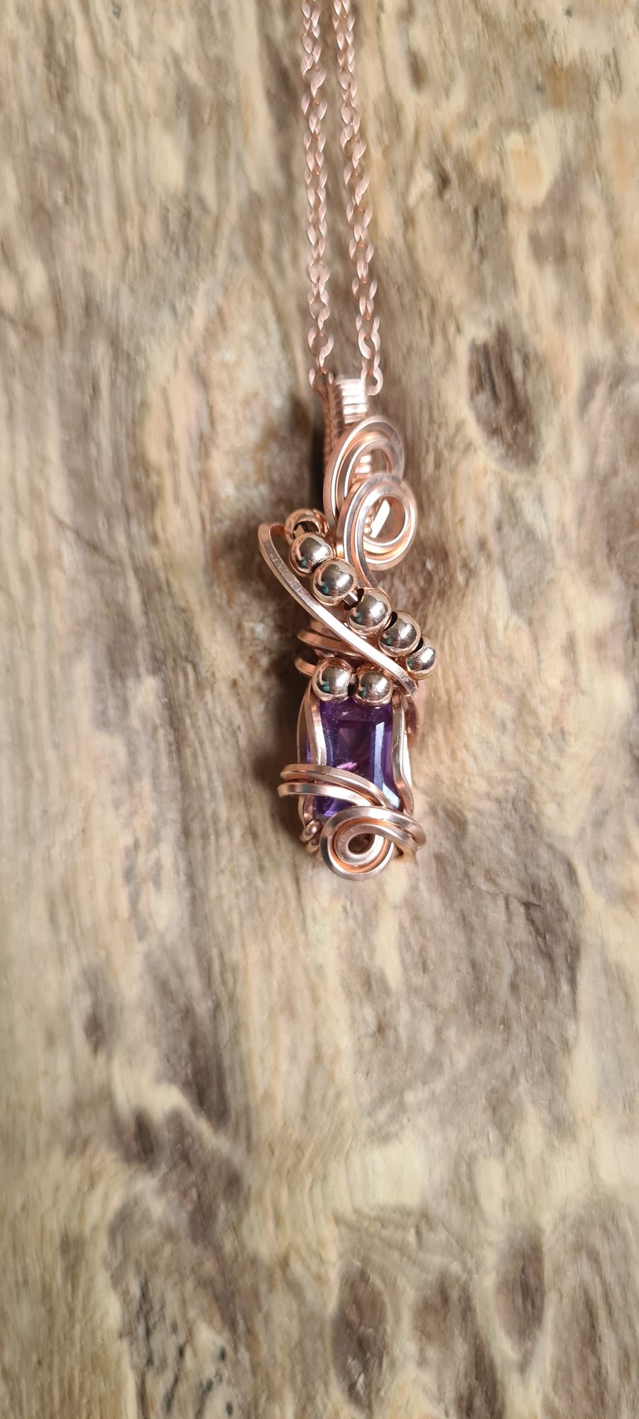 14K Filled Rose Gold & Natural Alexandrite Necklace Pendant Gift Boxed Crystals