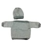 Hand knitted baby jumper dungarees and hat set grey and white   - Image 10
