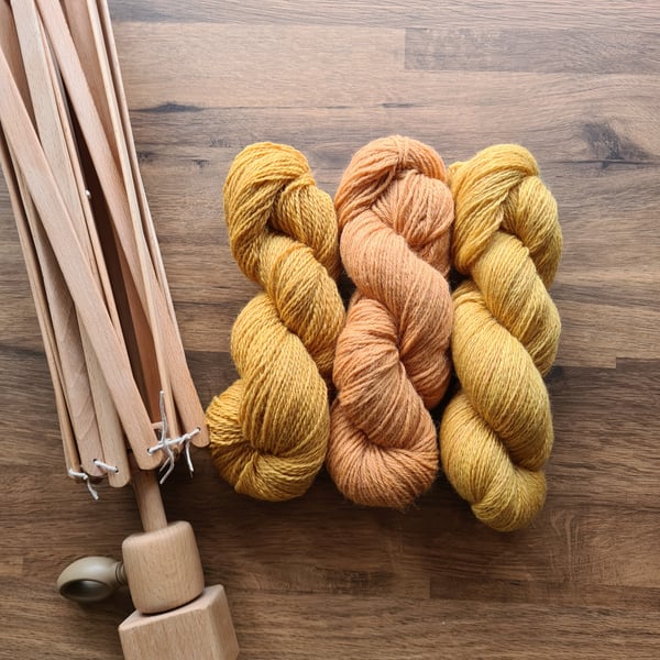 Naturally plant dyed non-superwash British Romney DK Wooltrace wool yarn