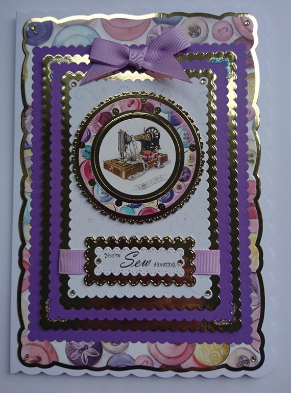 Sewing Card You're Sew Amazing Vintage Sewing Machine Happiness