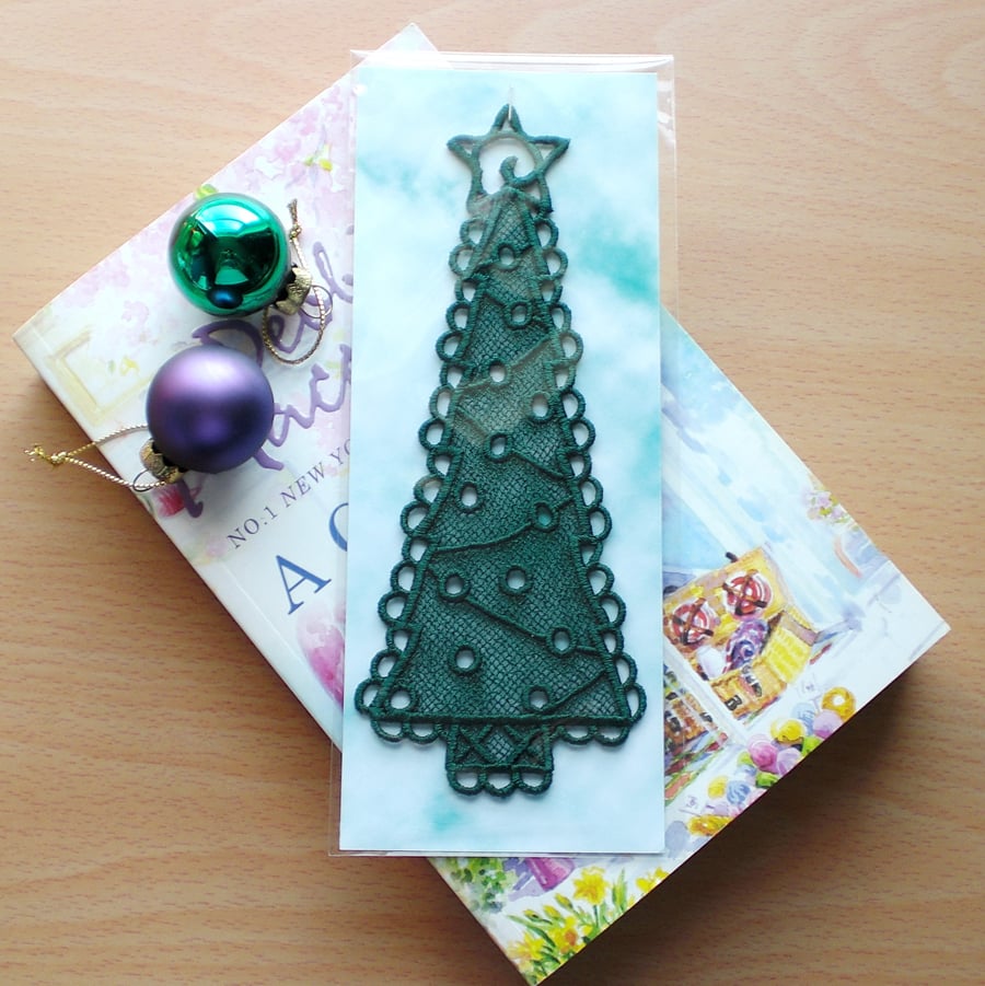 Embroidered Lace Christmas Tree  Bookmark
