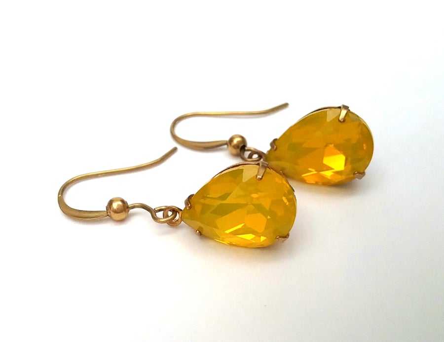Yellow Opal Glass Earrings...