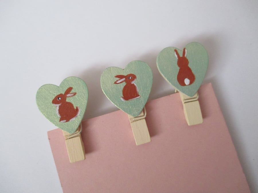 Mini Pegs with Ginger Bunny Rabbits