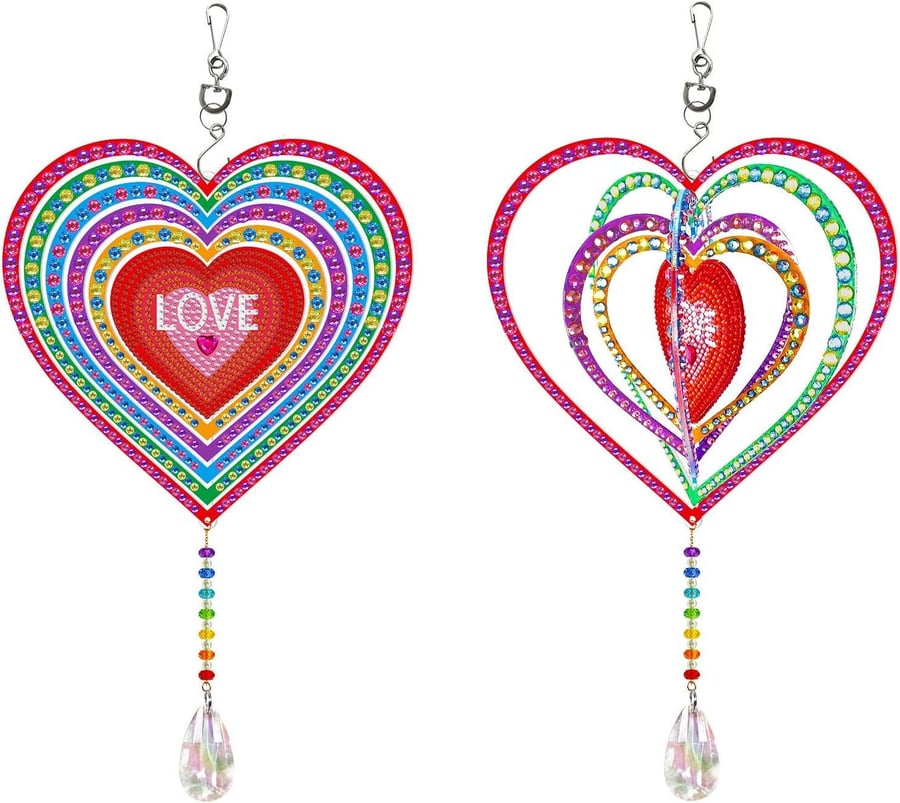 5D DIY Love Heart Hanging Sun Catcher Diamond Painting Kit Rotatable Double Side