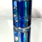 Shades of Teal Stained Glass Flower Vase