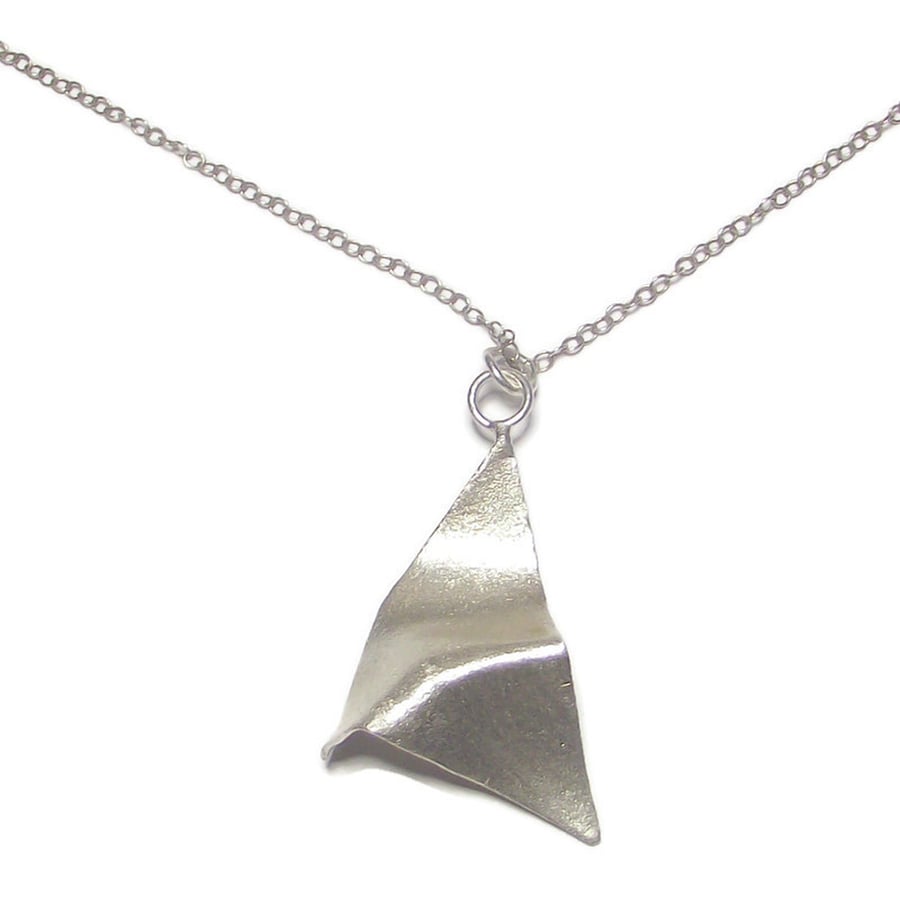 Sterling Silver Triangle Fold-Formed Pendant. Unique Handmade Jewellery
