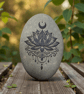Lotus & Moon Engraved Stone – Personalised Back Engraving Available